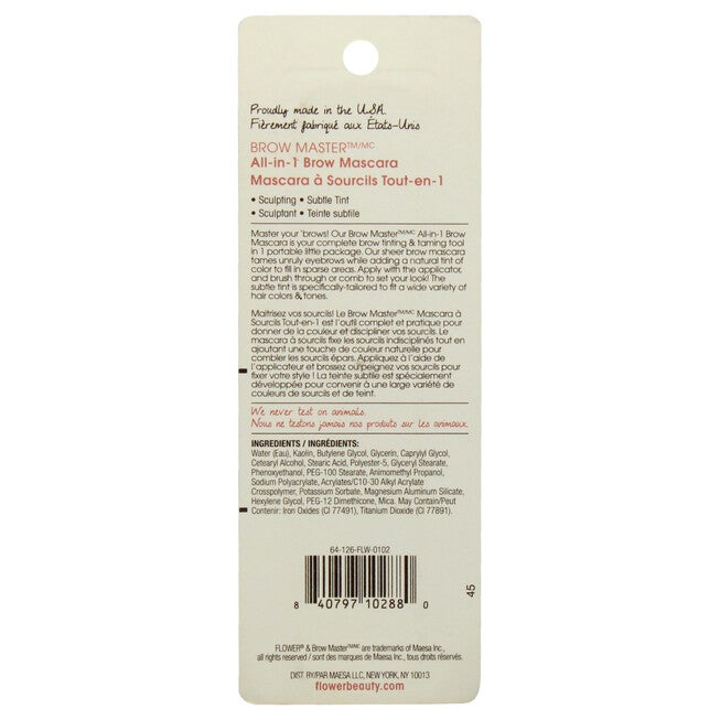 Brow Master All-In-1 Brow Mascara - AB1 Light Medium by Flower Beauty for Women - 0.35 oz Eyebrow, NA, alternate image number null