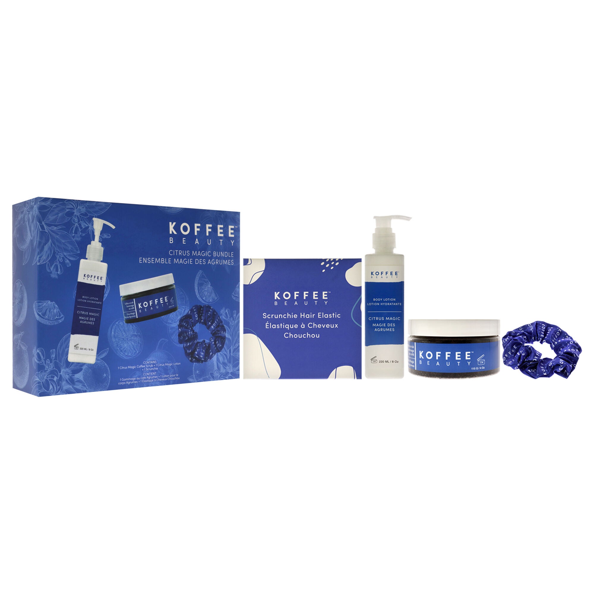 Citrus Magic Set by Koffee Beauty for Unisex - 3 Pc 4oz Citrus Magic Coffee Scrub, 8oz Citrus Magic Body Lotion, Silk Scrunchie, , alternate image number 6