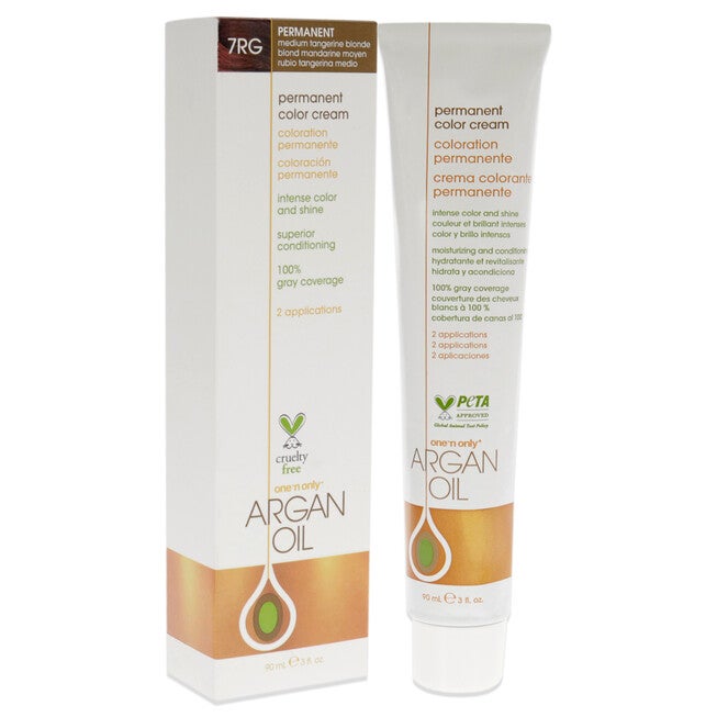 Argan Oil Permanent Color Cream - 7RG Medium Tangerine Blonde by One n Only for Unisex - 3 oz Hair Color, NA, alternate image number null