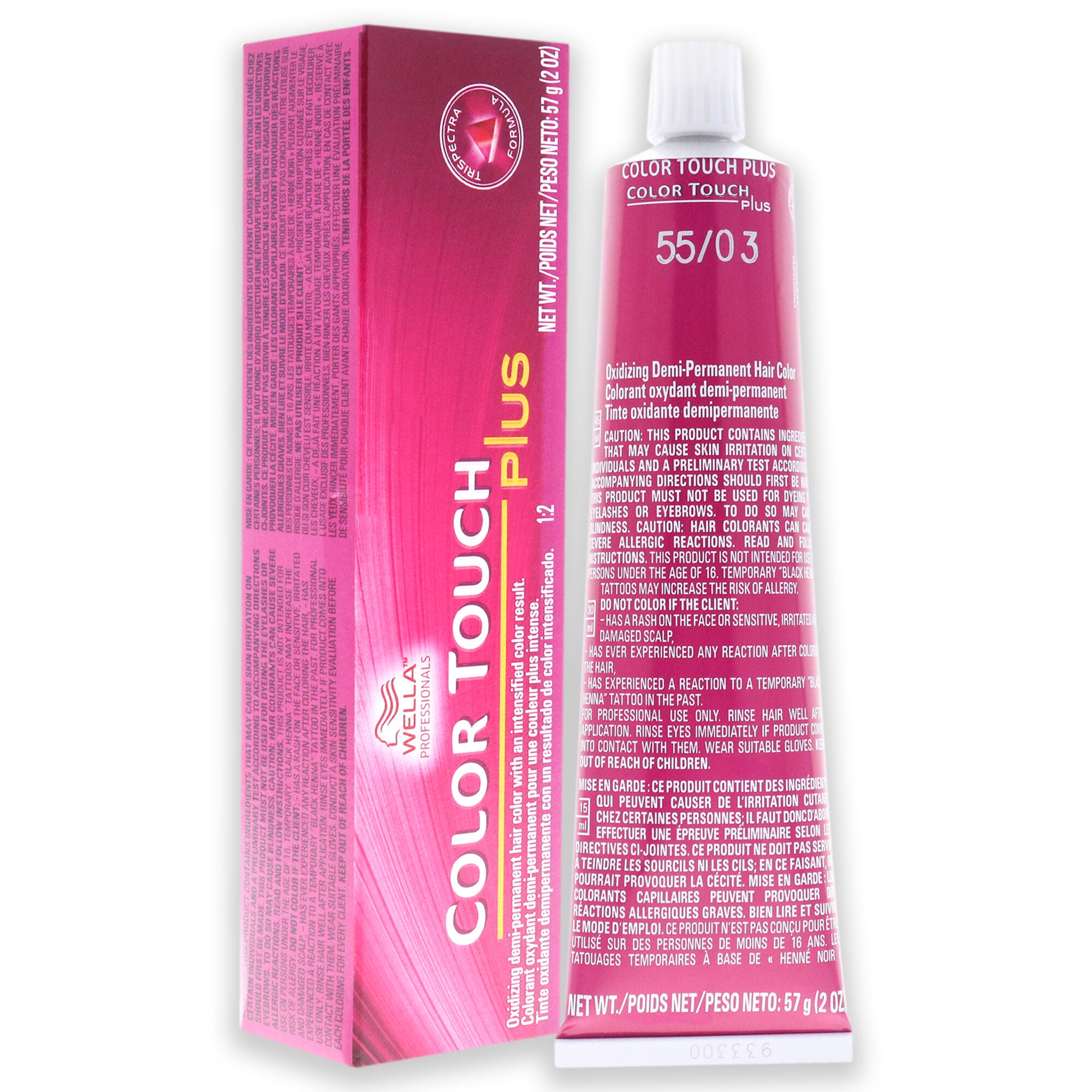 Color Touch Plus Haircolor - 55 03 Intense Light Brown-Natural Gold by Wella for Unisex - 2 oz Hair Color, See Description, alternate image number 2