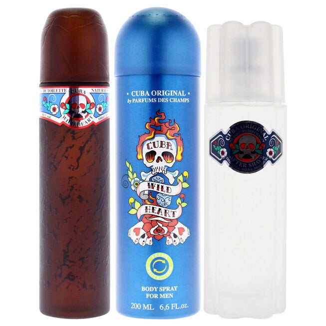 Cuba Wild Heart by Cuba for Men - 3 Pc Gift Set 3.4oz EDT Spray, 3.3oz After Shave, 6.7oz Body Spray, NA, alternate image number null
