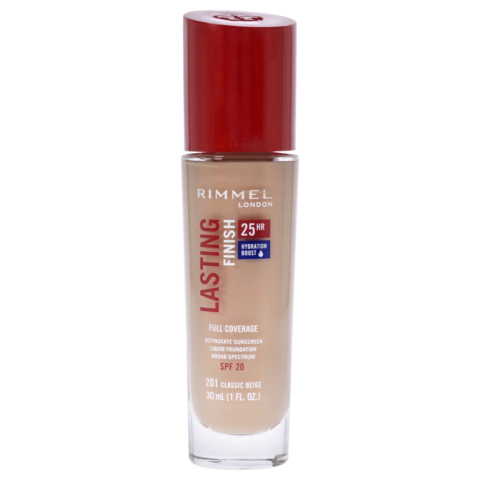 Lasting Finish 25Hr Full Coverage Foundation SPF 20 - 201 Classic Beige by Rimmel London for Women - 1 oz Foundation, See Description, hi-res image number 0