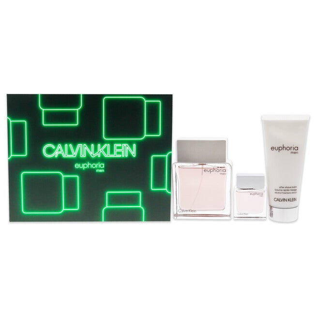 Euphoria by Calvin Klein for Men - 3 Pc Gift Set 3.3oz EDT Spray, 0.5oz EDT Splash, 3.3oz After Shave Balm, NA, hi-res image number null