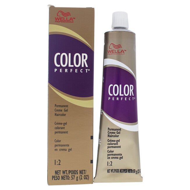 Color Perfect Permanent Creme Gel Hair Color - 4RV Medium Red Violet Brown by Wella for Unisex - 2 oz Hair Color, NA, hi-res image number null