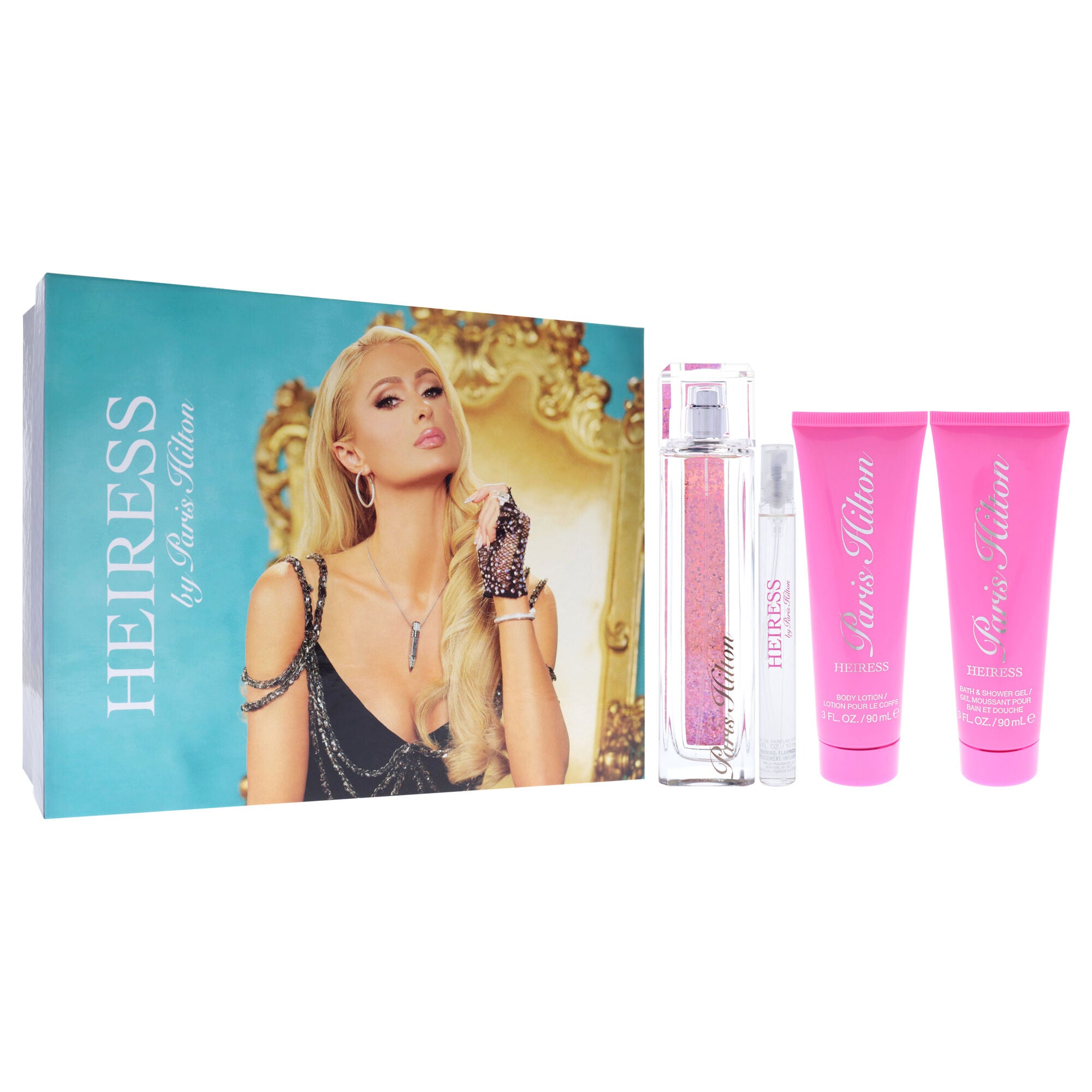 Heiress by Paris Hilton for Women - 4 Pc Gift Set 3.4oz EDP Spray, 0.34oz EDP Spray, 3oz Body Lotion, 3oz Bath & Shower Gel, See Description, alternate image number 1