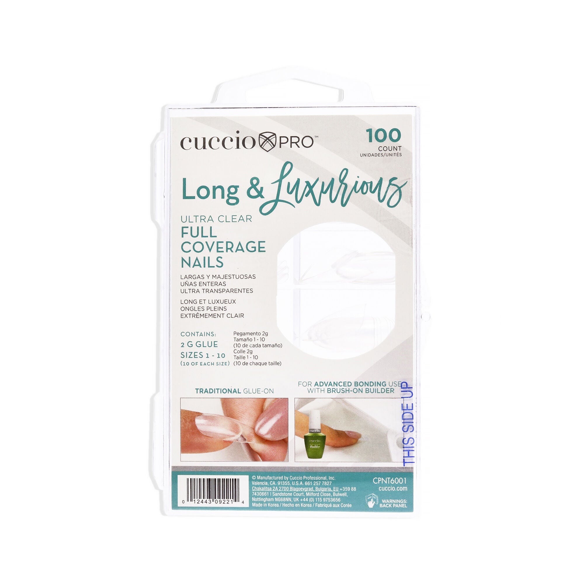 Long and Luxurious Full Coverage Nail Tips - Ultra Clear by Cuccio Pro for Women - 100 Count Nail Tips, See Description, hi-res image number 0