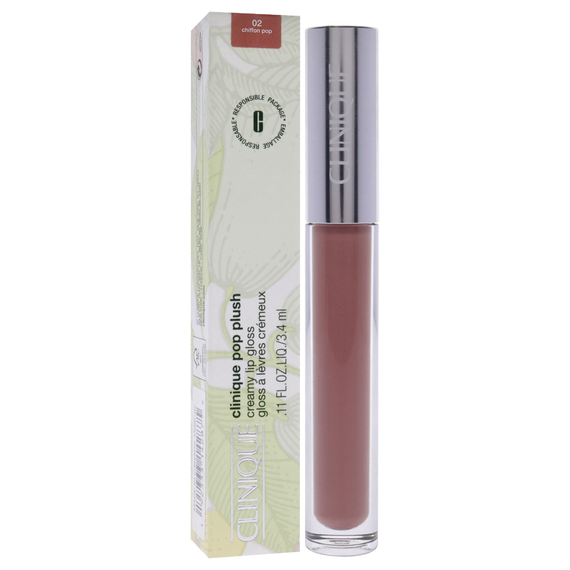 Pop Plush Creamy Lip Gloss - 02 Chiffon Pop by Clinique for Women - 0.11 oz Lip Gloss, See Description, alternate image number 2