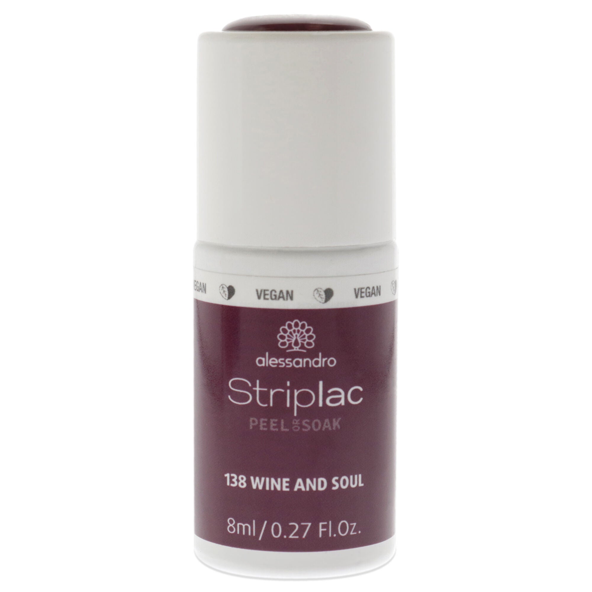 Striplac Peel or Soak - 138 Wine and Soul by Alessandro for Women - 0.27 oz Nail Polish, Red, hi-res image number 0