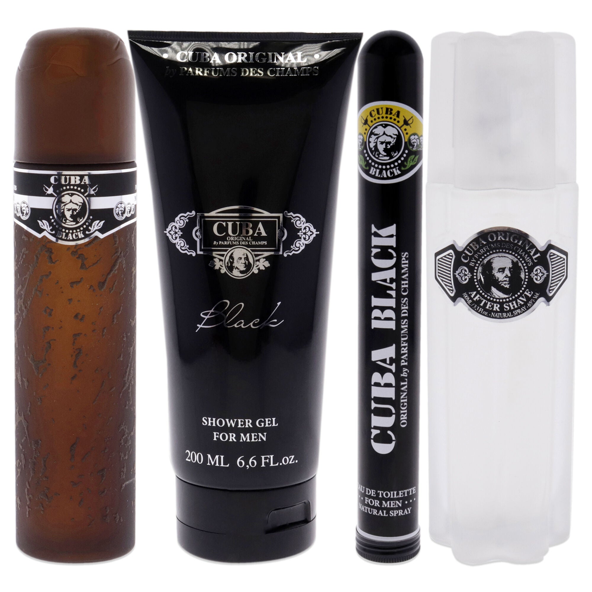 Cuba Black by Cuba for Men - 4 Pc Gift Set 3.4oz EDT Spray, 1.7oz EDT Spray, 3.3oz After Shave, 6.7oz Shower Gel, , alternate image number 6