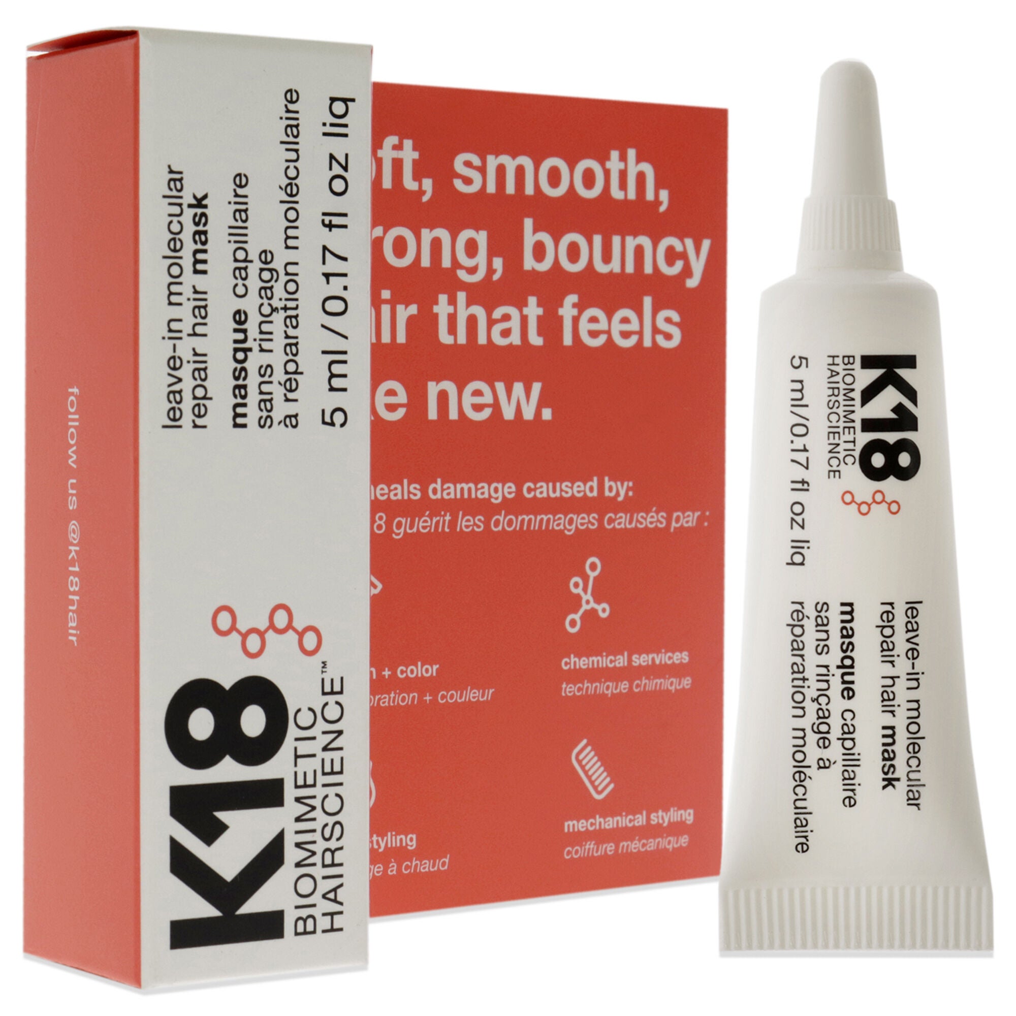 Leave-In Molecular Repair Hair Mask by K18 Hair for Unisex - 0.17 oz Masque, See Description, alternate image number 2