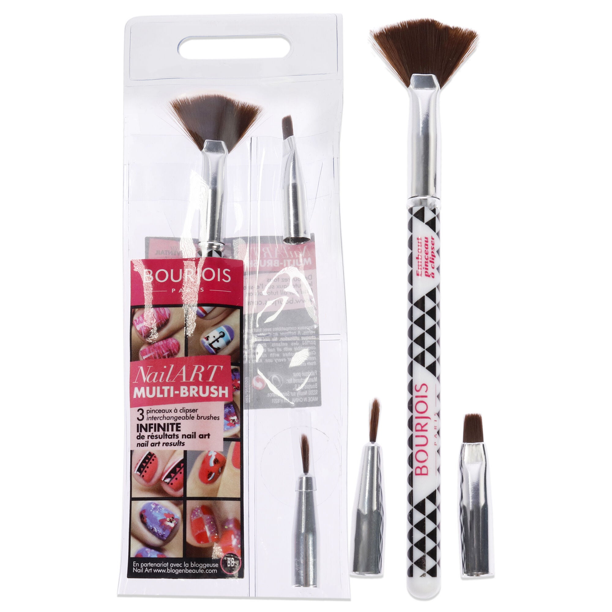 Multi-Brush Nail Art Set by Bourjois for Women - 3 Pc Fan Brush, Shader Brush, Liner Brush, See Description, hi-res image number 0