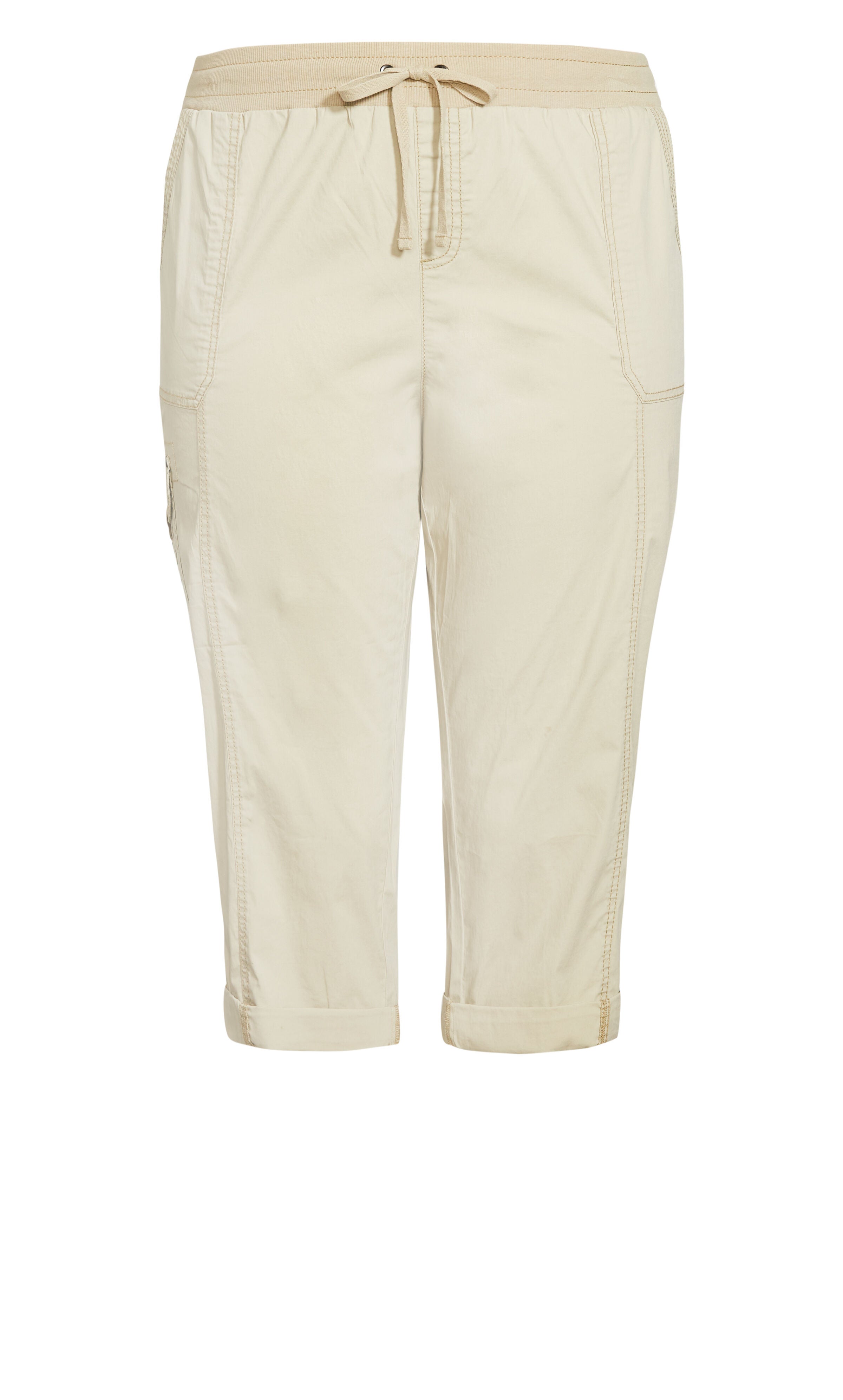 Cotton Roll Up Capri - sand, , alternate image number 2