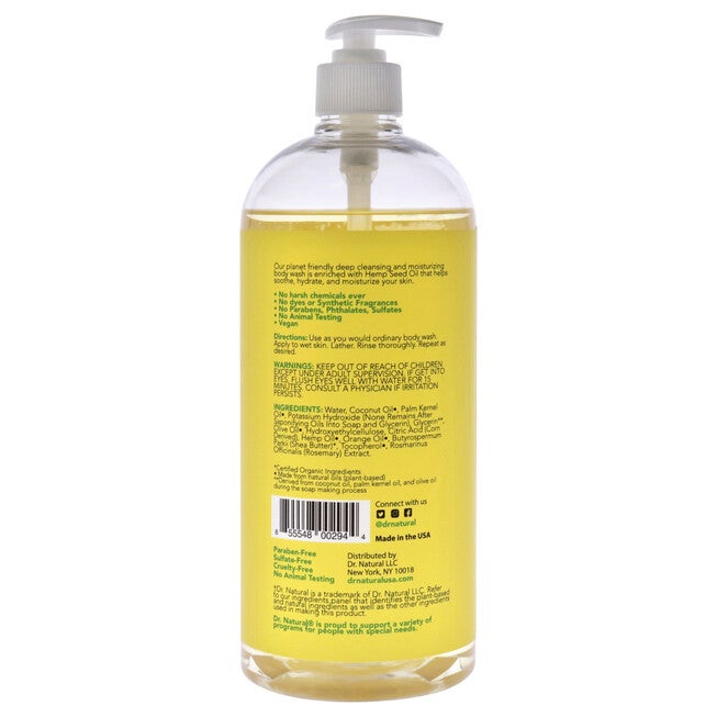 Refreshing Oil Body Wash - Hemp with Citrus by Dr. Natural for Unisex - 32 oz Body Wash, See Description, alternate image number null