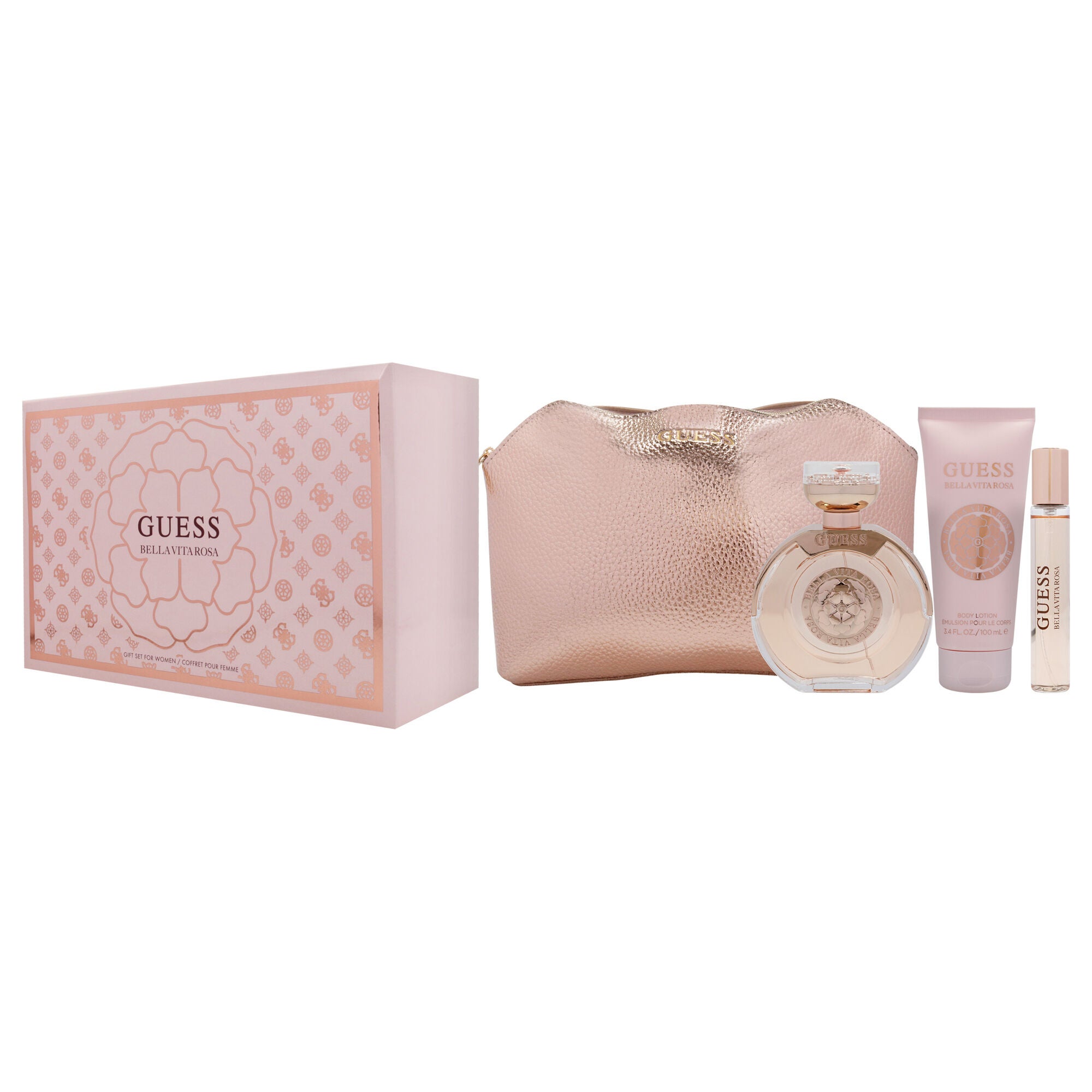 Guess Bella Vita Rosa by Guess for Women - 4 Pc Gift Set 3.4oz EDT Spray, 0.5oz EDT Travel spray, 3.4oz Body Lotion, Pouch, See Description, alternate image number 3