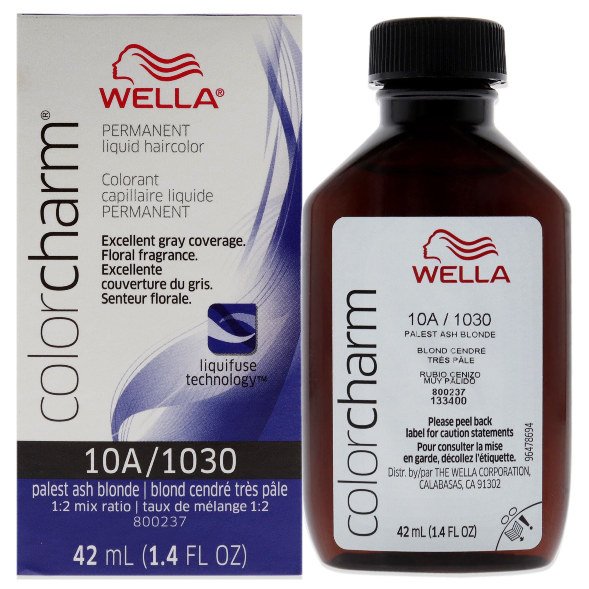 Color Charm Permanent Liquid Hair Color - 1030 10A Palest Ash Blonde by Wella for Unisex - 1.42 oz Hair Color, See Description, hi-res image number 0
