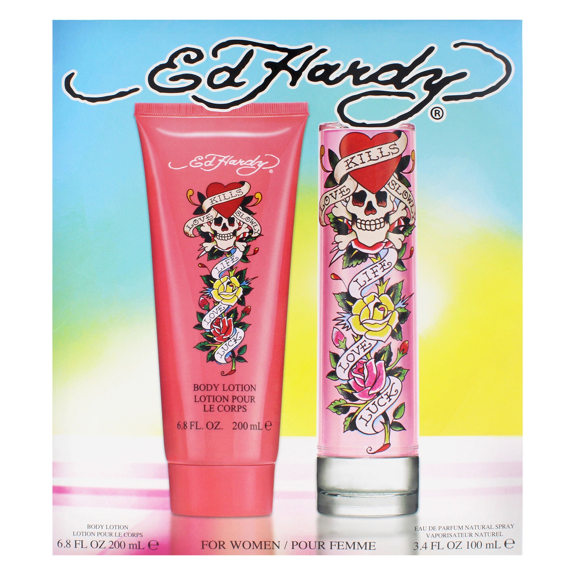 Ed Hardy by Christian Audigier for Women - 2 Pc Gift Set 3.4oz EDP Spray, 6.8oz Body Lotion, Clear, alternate image number 4