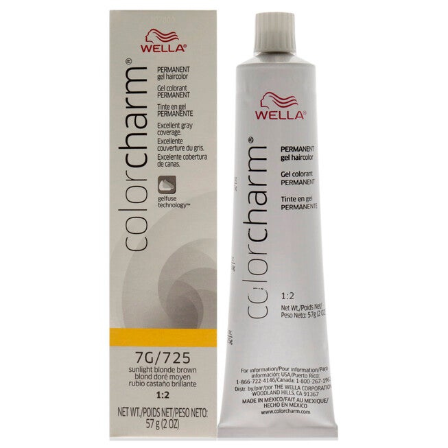 Color Charm Permanent Hair Color Gel - 725 7G Sunlight Blonde Brown by Wella for Unisex - 2 oz Hair Color, NA, hi-res image number null