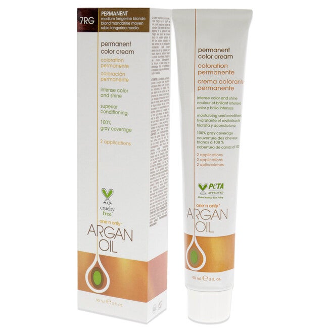 Argan Oil Permanent Color Cream - 7RG Medium Tangerine Blonde by One n Only for Unisex - 3 oz Hair Color, , alternate image number null