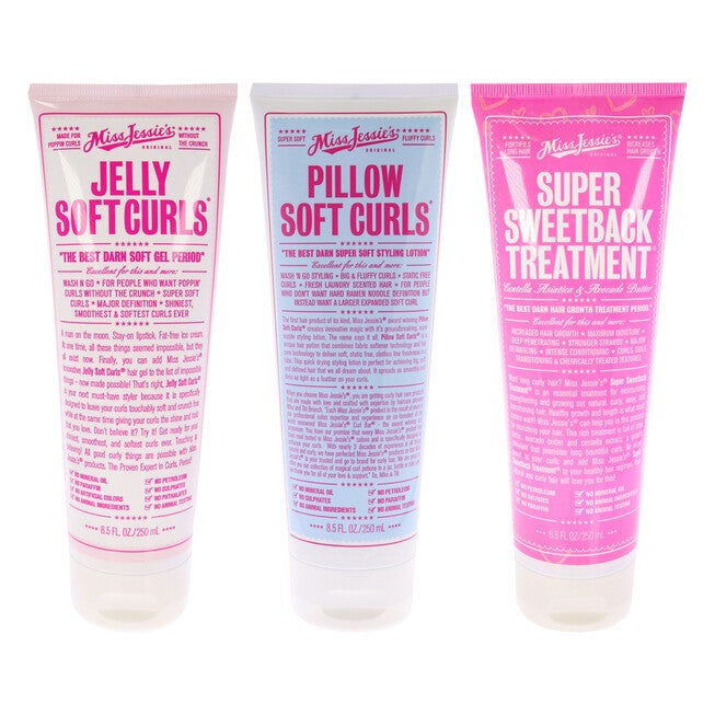Jelly Soft Curl With Pillow Soft Curls and Super Sweetback Treatment Kit by Miss Jessies for Unisex - 3 Pc Kit, NA, hi-res image number null