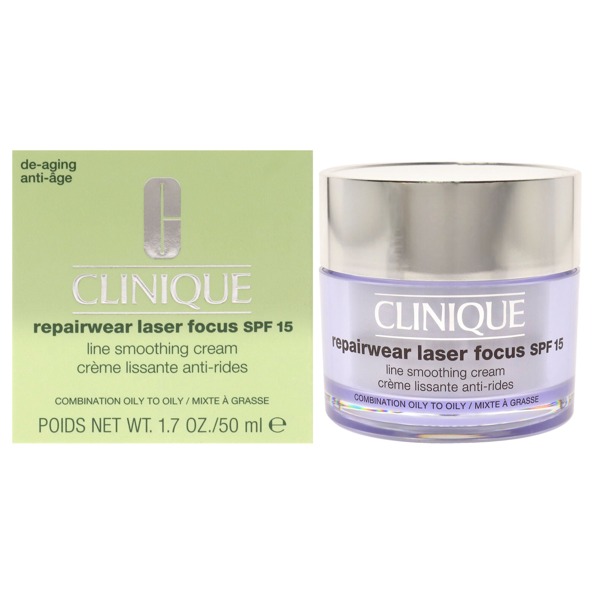 Repairwear Laser Focus Line Smoothing Cream SPF 15 - Combination Oily to Oily by Clinique for Women - 1.7 oz Cream, See Description, hi-res image number 0