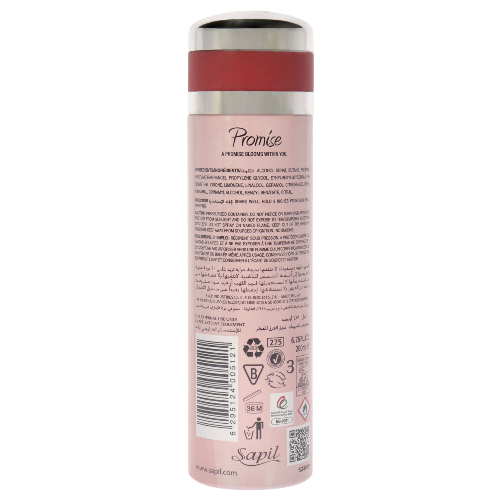 Promise by Sapil for Women - 6.76 oz Deodorant Spray, See Description, alternate image number 1