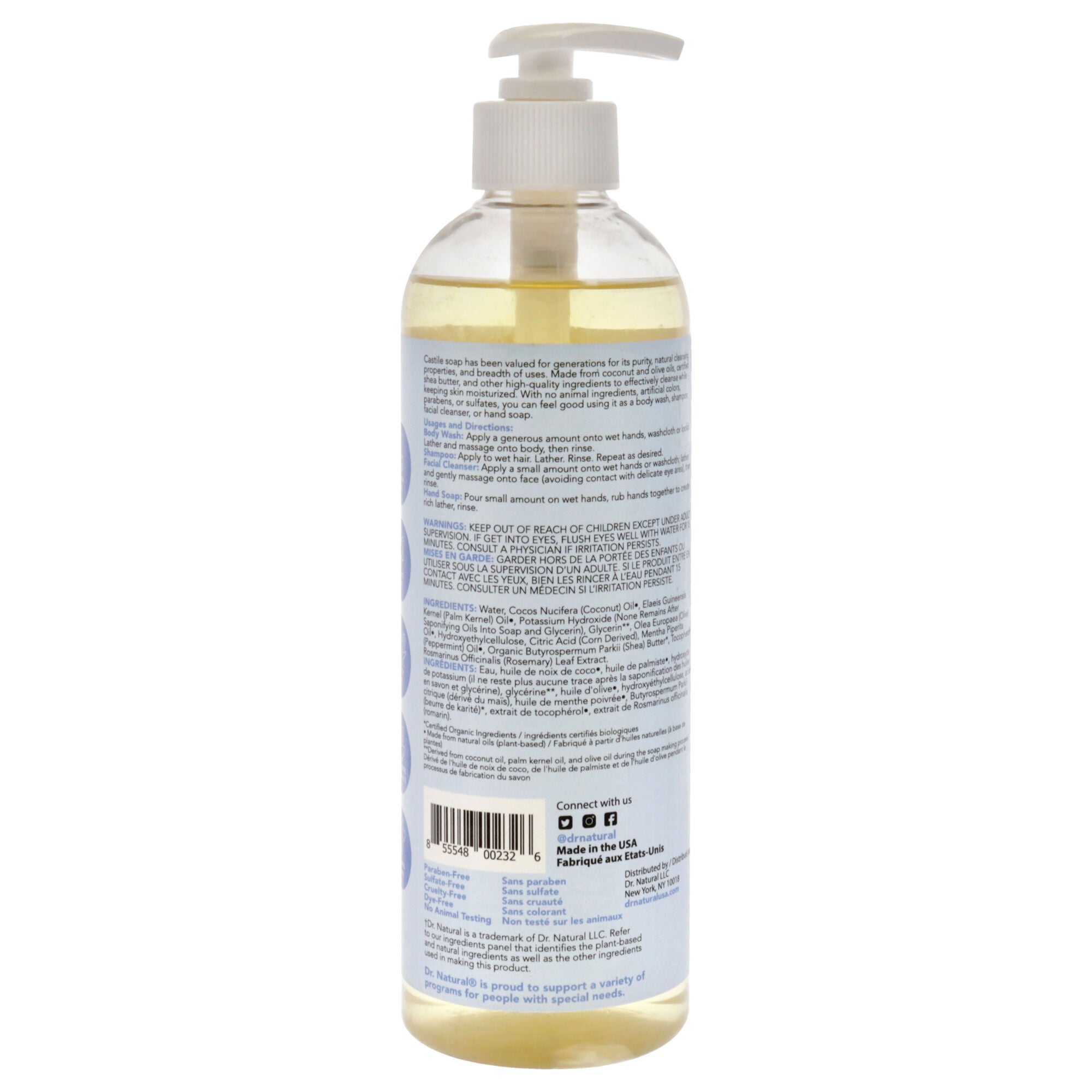 Castile Liquid Soap - Peppermint by Dr. Natural for Unisex - 16 oz Soap, See Description, alternate image number 2