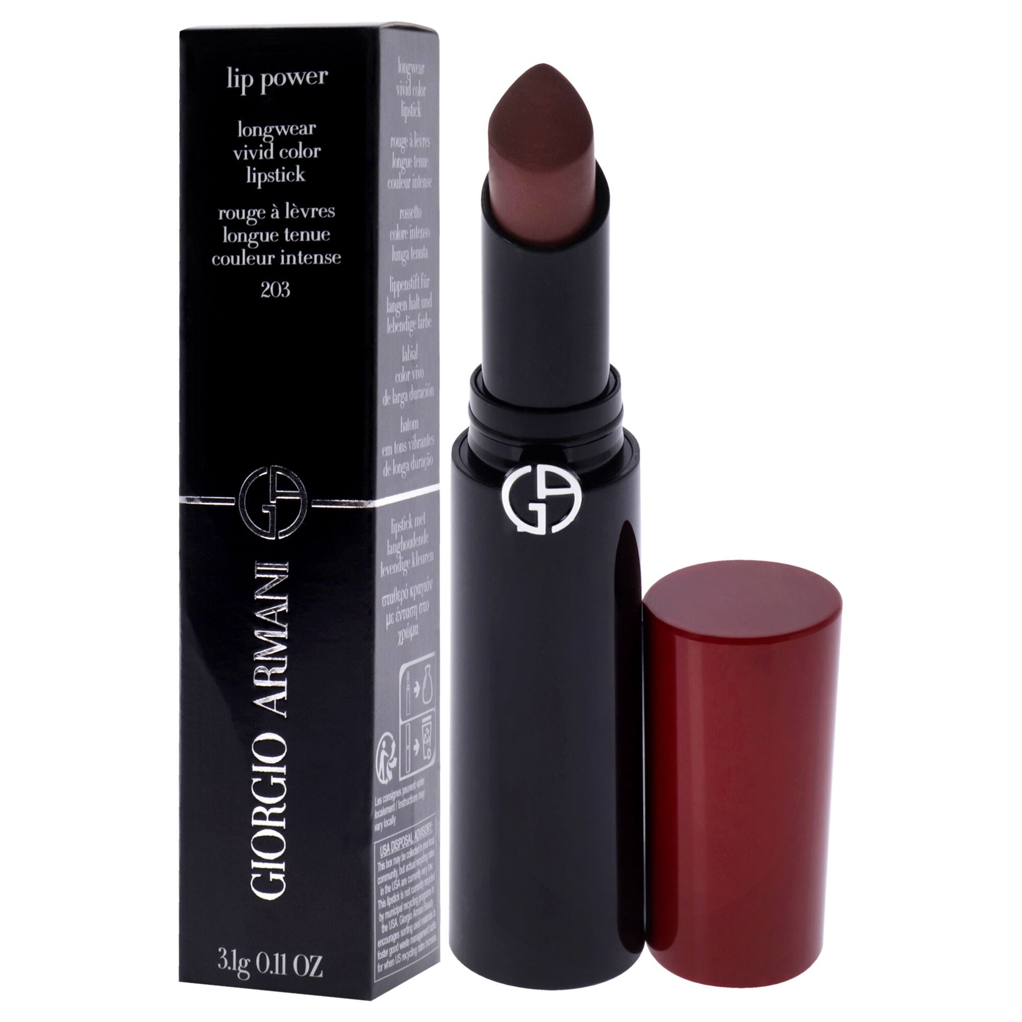 Lip Power Longwear Vivid Color Lipstick - 203 Mystery by Giorgio Armani for Women - 0.11 oz Lipstick, See Description, alternate image number 3