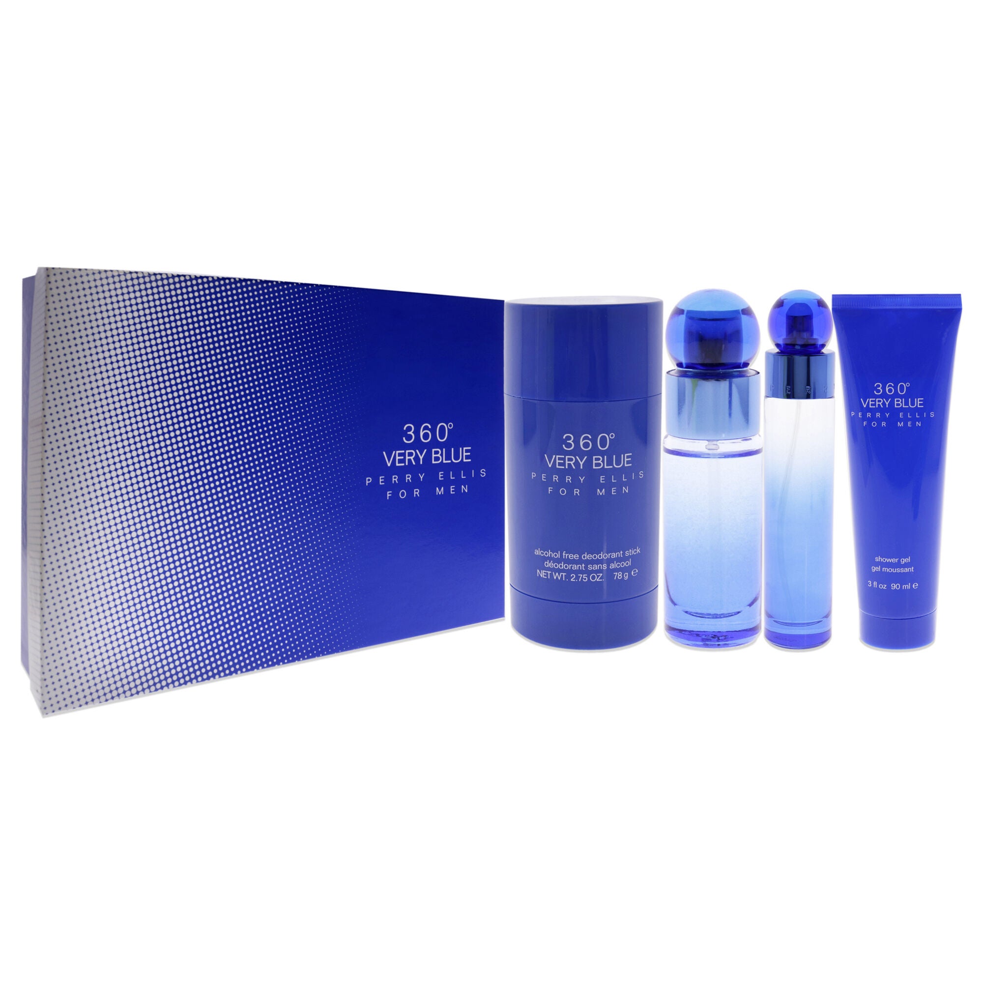 360 Very Blue by Perry Ellis for Men - 4 Pc Gift Set 3.4oz EDT Spray, 7.5ml EDT Spray, 2.75oz Deodorant Stick Plus, 3oz Shower Gel, , alternate image number 7