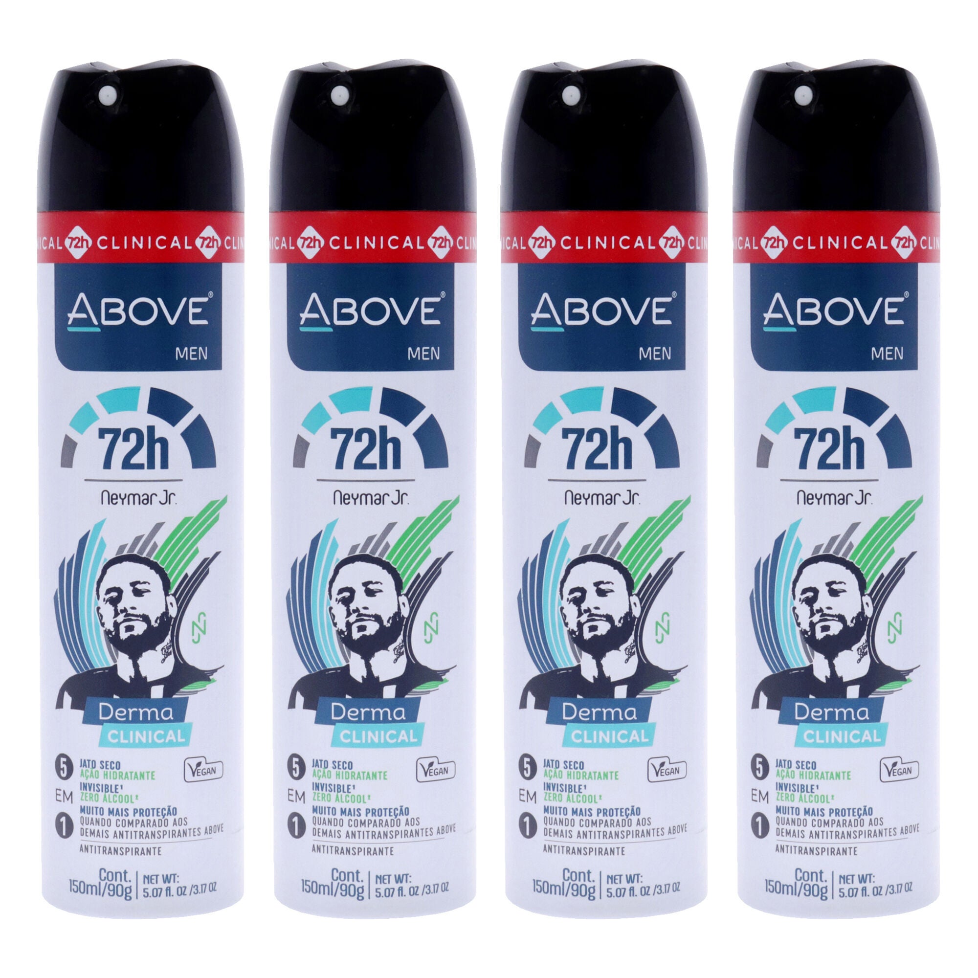 72 Hours Derma Clinical Antiperspirant Deodorant - Neymar Jr by Above for Men - 3.17 oz Deodorant Spray - Pack of 4, See Description, hi-res image number 0