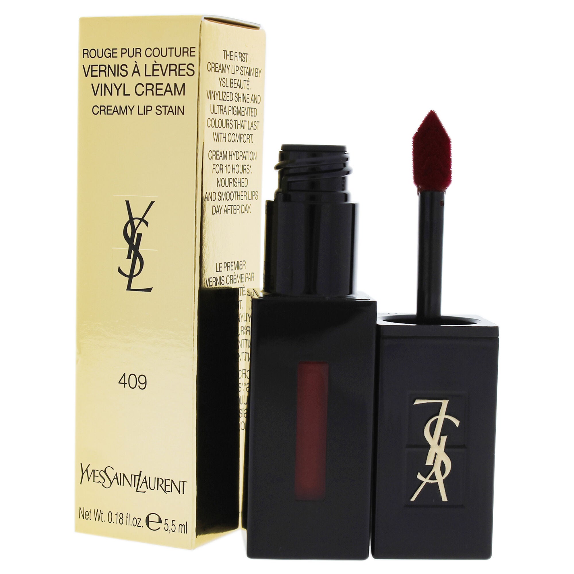 Vinyl Cream Lip Stain - 409 Burgundy Vibes by Yves Saint Laurent for Women - 0.18 oz Lip Gloss, See Description, alternate image number 2