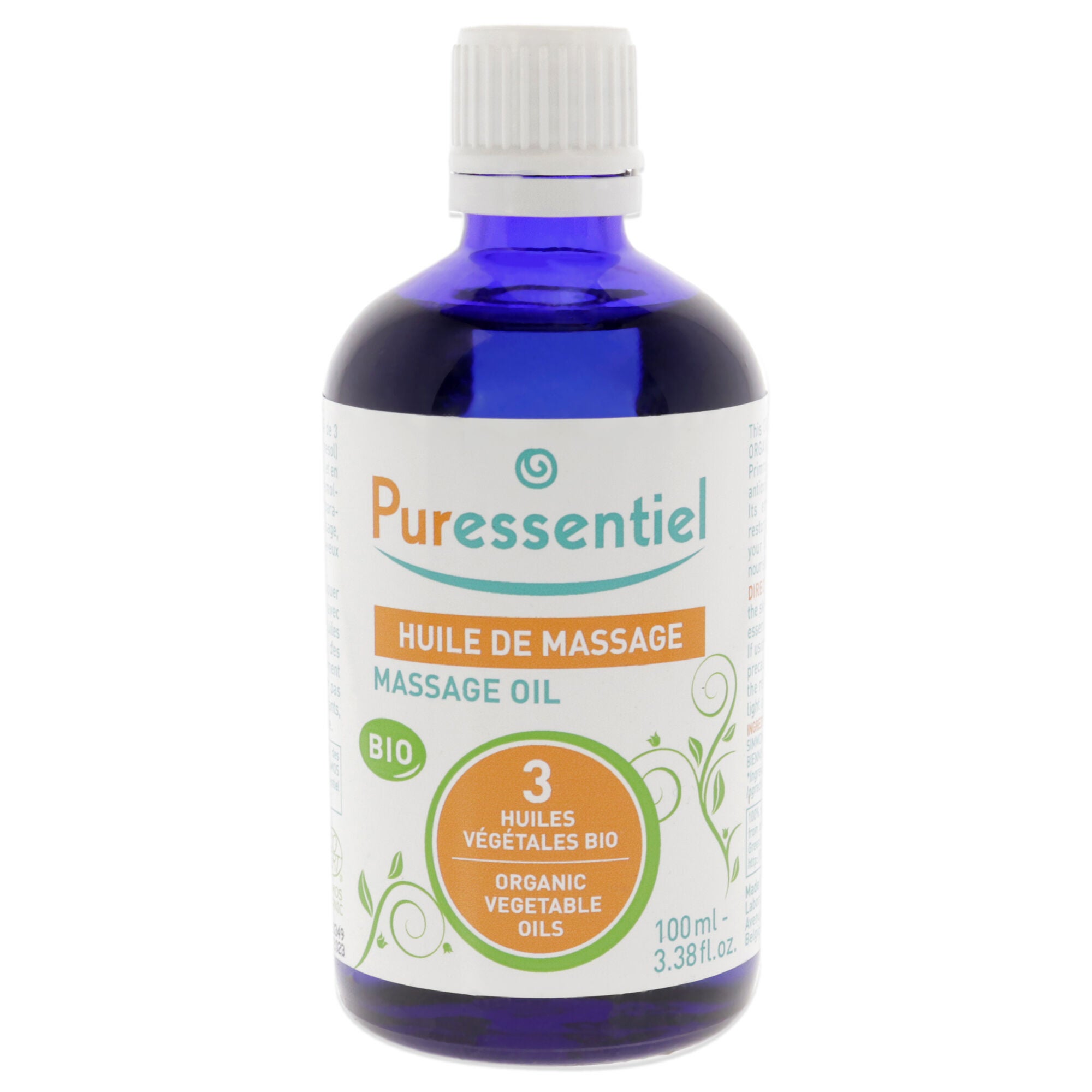 Organic Massage Oil with 3 Organic Vegetable Oils by Puressentiel for Unisex - 3.38 oz Oil, See Description, hi-res image number 0