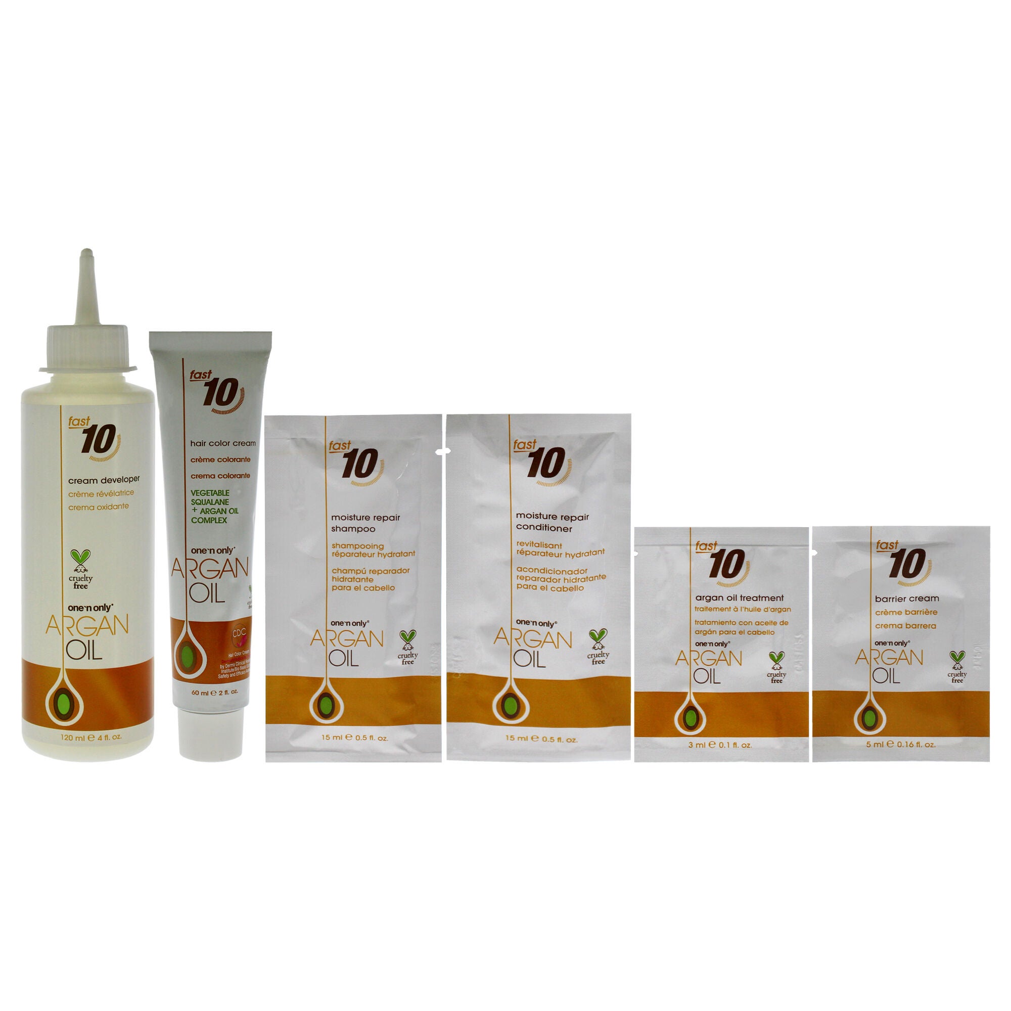 Argan Oil Fast 10 Permanent Hair Color Kit - 4N Natural Medium Brown by One n Only for Unisex - 1 Pc Hair Color, See Description, alternate image number 3