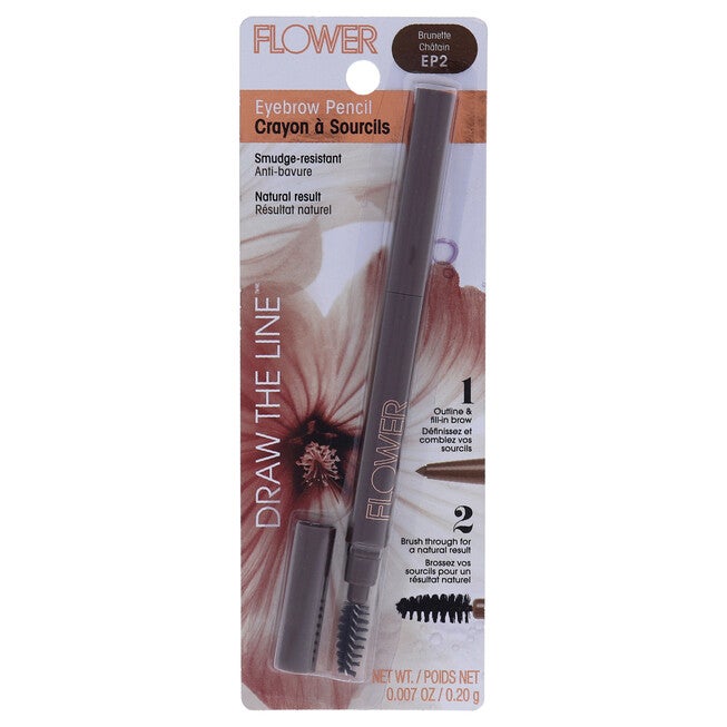 Draw The Line Eyebrow Pencil - Brunette by Flower Beauty for Women - 0.007 oz Eyebrow, NA, hi-res image number null