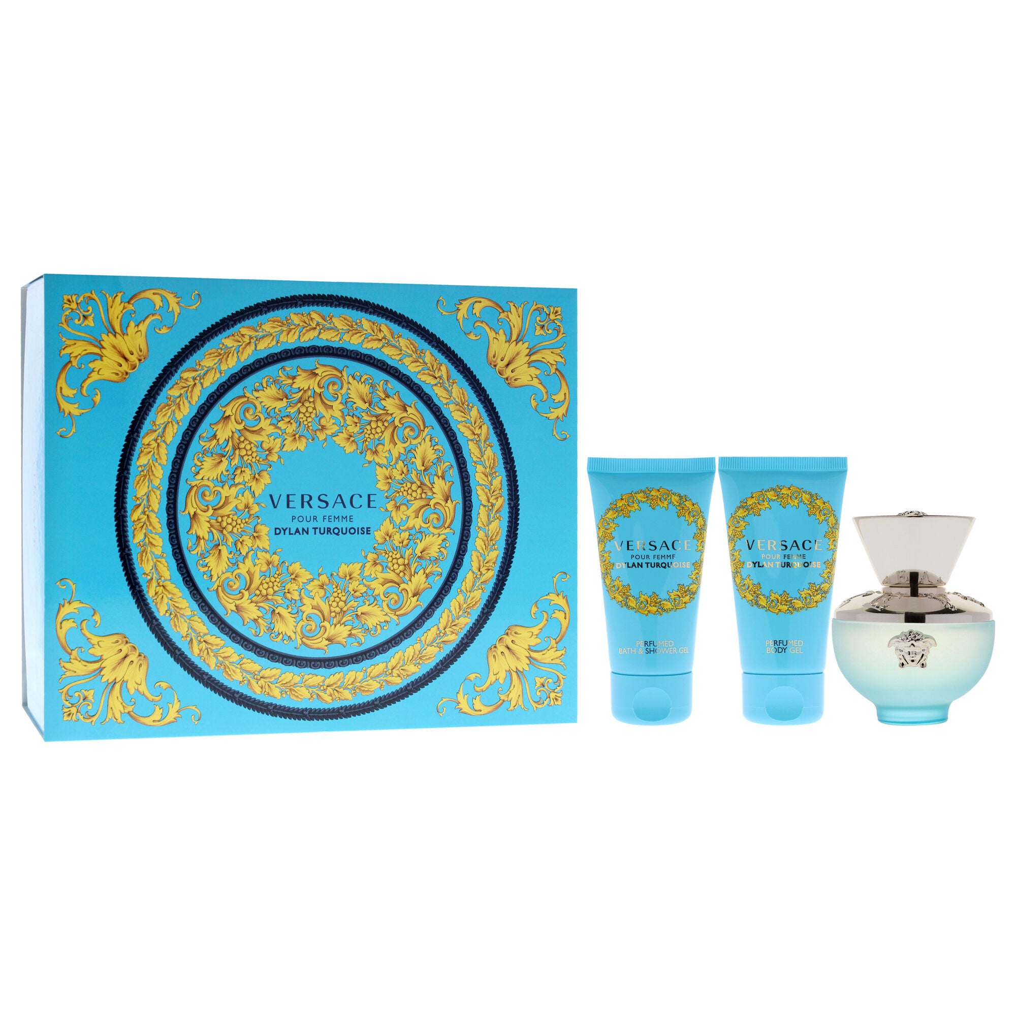 Versace Dylan Turquoise Pour Femme by Versace for Women - 3 Pc Gift Set 1.7oz EDT Spray, 1.7oz Perfumed Body Gel, 1.7oz Bath and Shower Gel, See Description, alternate image number 2