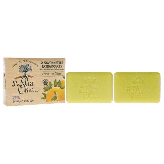 Extra Mild Soap Bars - Verbena Lemon by Le Petit Olivier for Men - 2 x 3.5 oz Soap, NA, alternate image number null