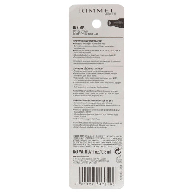 Ink Me Tatto Stamp Eyes and Body - 003 Black Diamond Shape by Rimmel London for Women - 0.02 oz Eyeliner, , alternate image number null