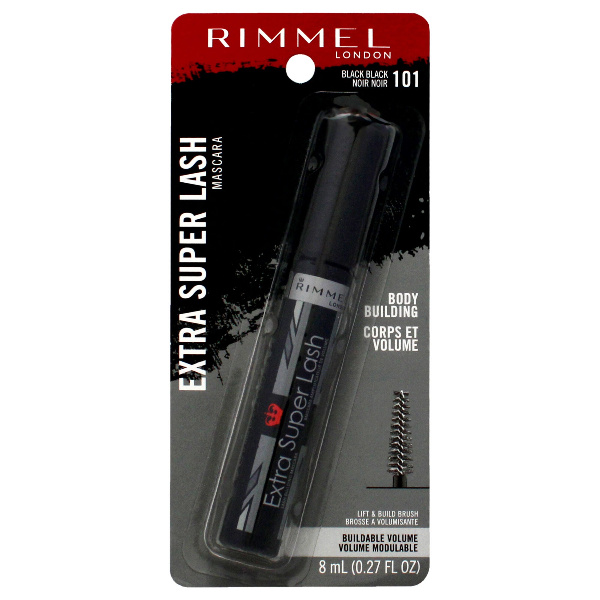 Extra Super Lash Mascara - 101 Black Black by Rimmel London for Women - 0.27 oz Mascara, See Description, hi-res image number 0