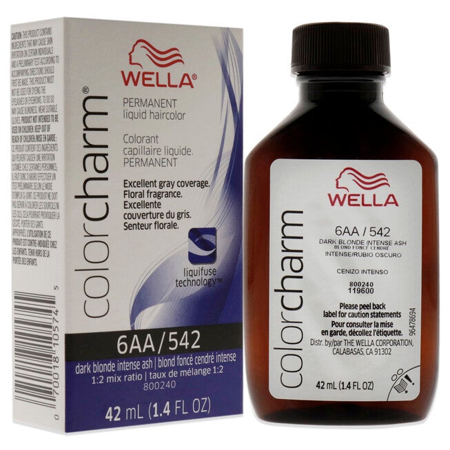 Color Charm Permanent Liquid Hair Color - 542 6AA Ash Blonde by Wella for Unisex - 1.42 oz Hair Color, NA, alternate image number null