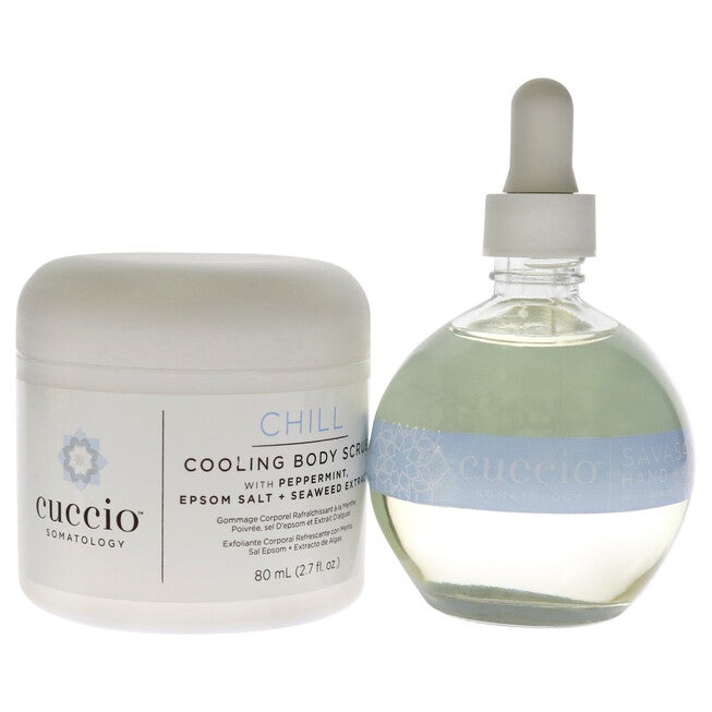 Somatology Chill Kit by Cuccio Somatology for Unisex - 2 Pc 2.7oz Cooling Body Scrub, 2.5oz Savasana Hand and Body Oil, NA, alternate image number null