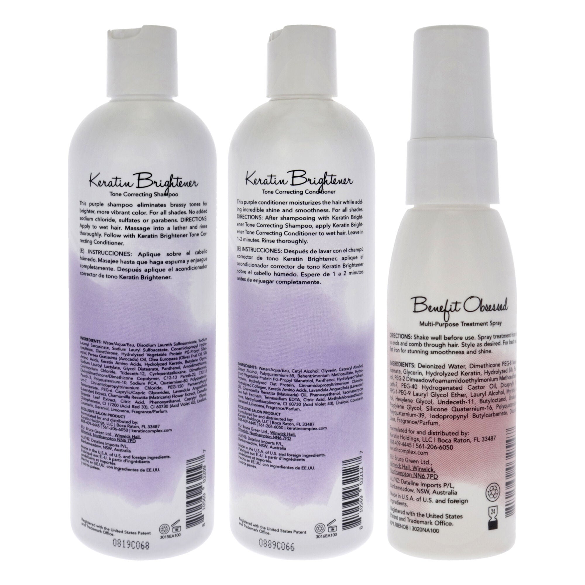 Keratin Brightener Kit by Keratin Perfect for Unisex - 3 Pc 12 oz Shampoo, 12oz Conditioner, 1.7oz Benefit Obsessed Treatment, , alternate image number 3