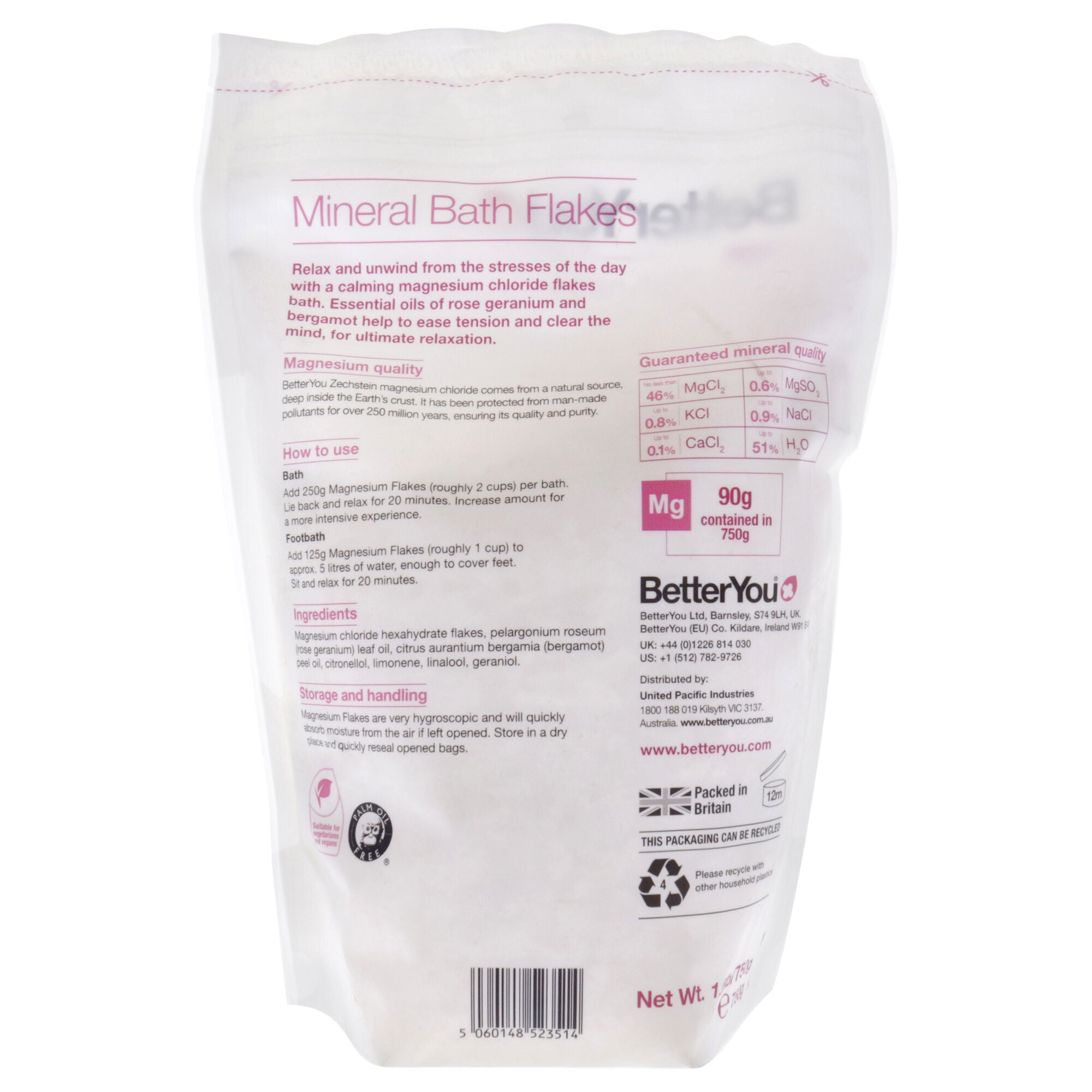 Magnesium Relax by BetterYou for Unisex - 26.4 oz Bath Salt, See Description, alternate image number 2