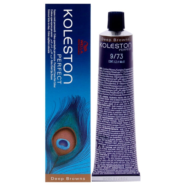 Koleston Perfect Permanent Creme Haircolor - 9-73 Very Light Brunette Gold Blonde by Wella for Unisex - 2 oz Hair Color, NA, hi-res image number null