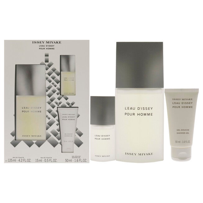 Leau Dissey Pour Homme by Issey Miyake for Men - 3 Pc Gift Set 4.2oz EDT Spray, 15ml EDT Spray, 1.6oz Shower Gel, NA, hi-res image number null