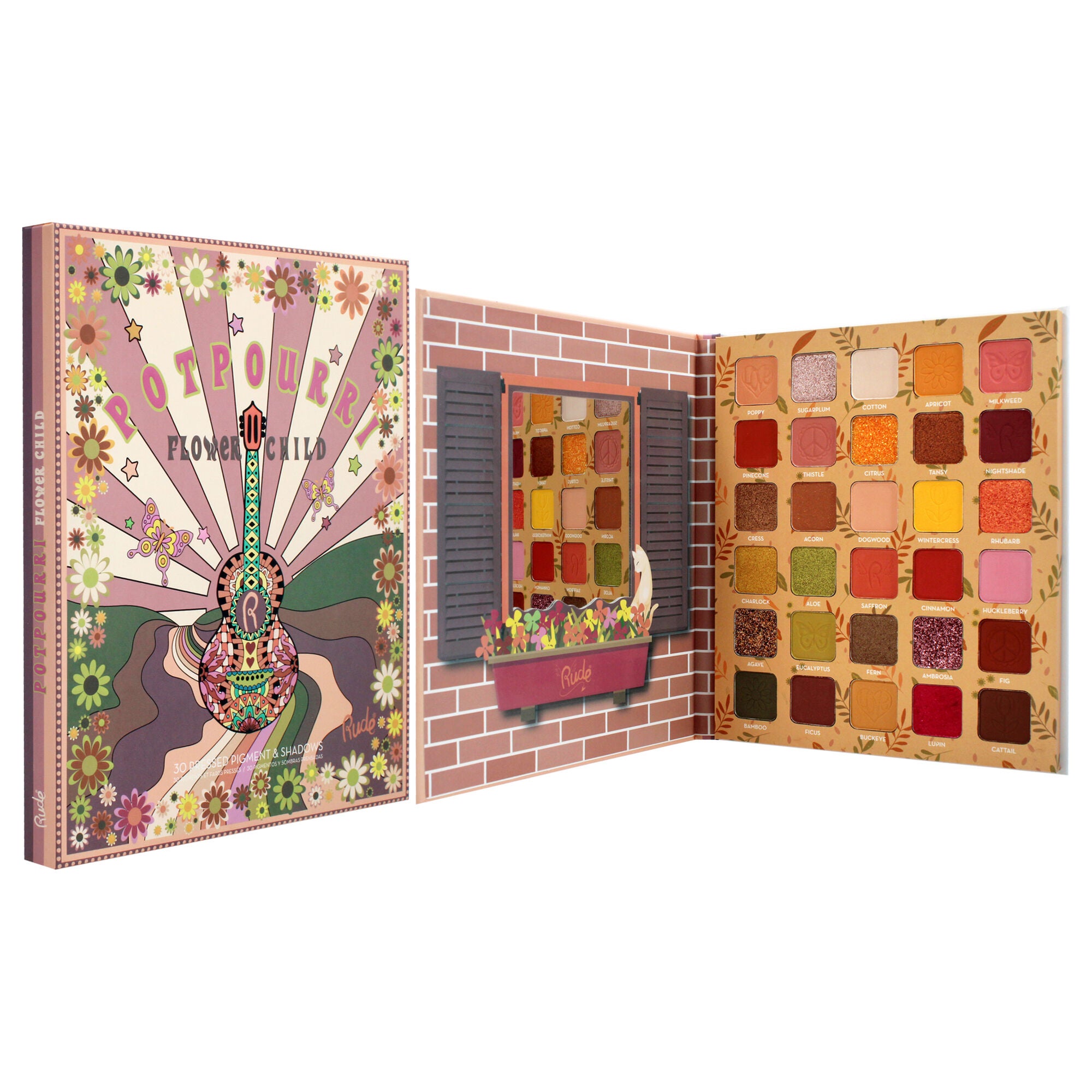 Flower Child 30 Pressed Pigment and Shadows - Potpourri by Rude Cosmetics for Women - 1.058 oz Eye Shadow, , alternate image number 6