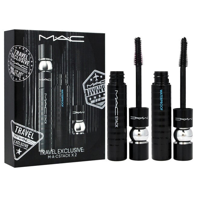 Stack Mascara Duo by MAC for Women - 2 Pc 0.41oz Superstack Mega Brush - Black, 0.41oz Superstack Mega Brush Waterproof - Black, NA, alternate image number null