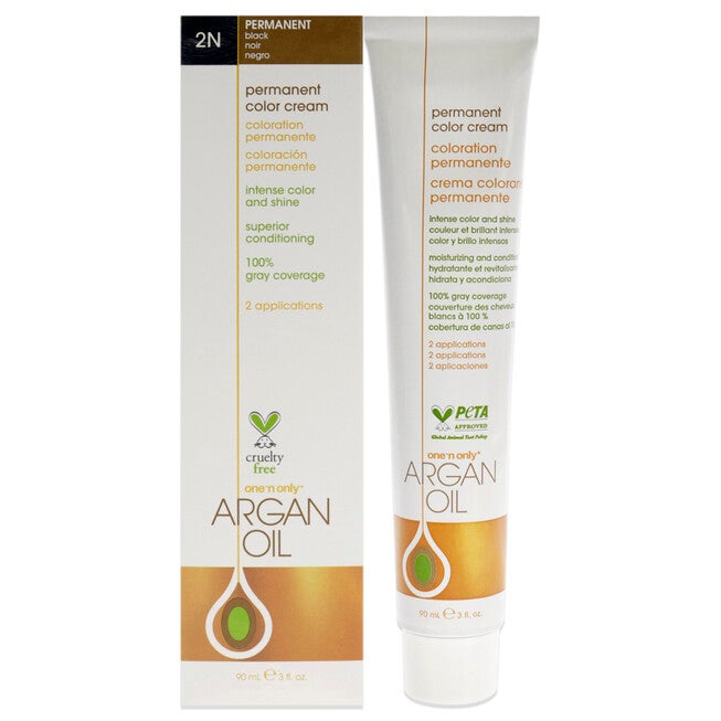 Argan Oil Permanent Color Cream - 2N Black by One n Only for Unisex - 3 oz Hair Color, NA, hi-res image number null