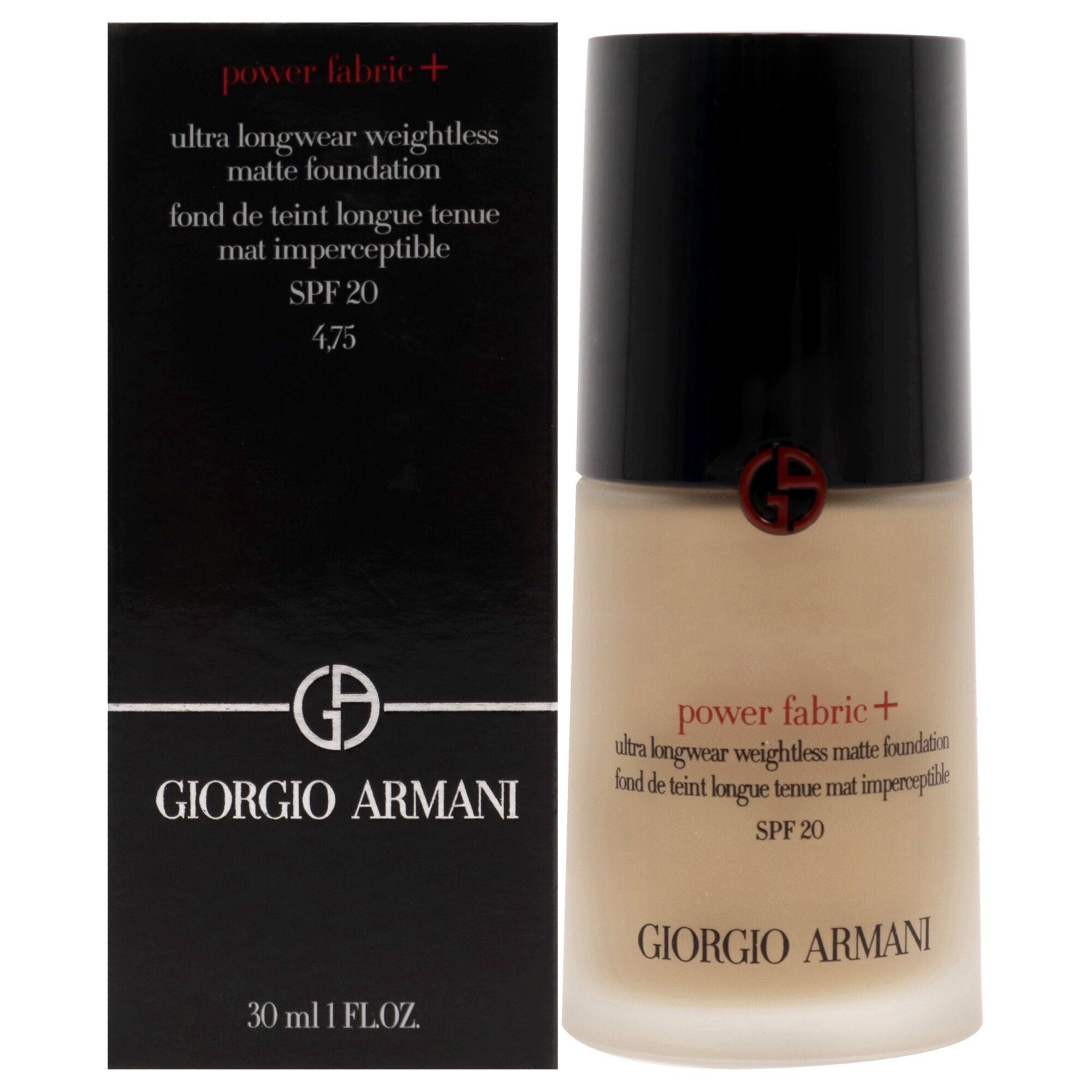 Power Fabric Plus Longwear Weightless Matte Foundation SPF 20 - 4.75 by Giorgio Armani for Women - 1 oz Foundation, See Description, hi-res image number 0