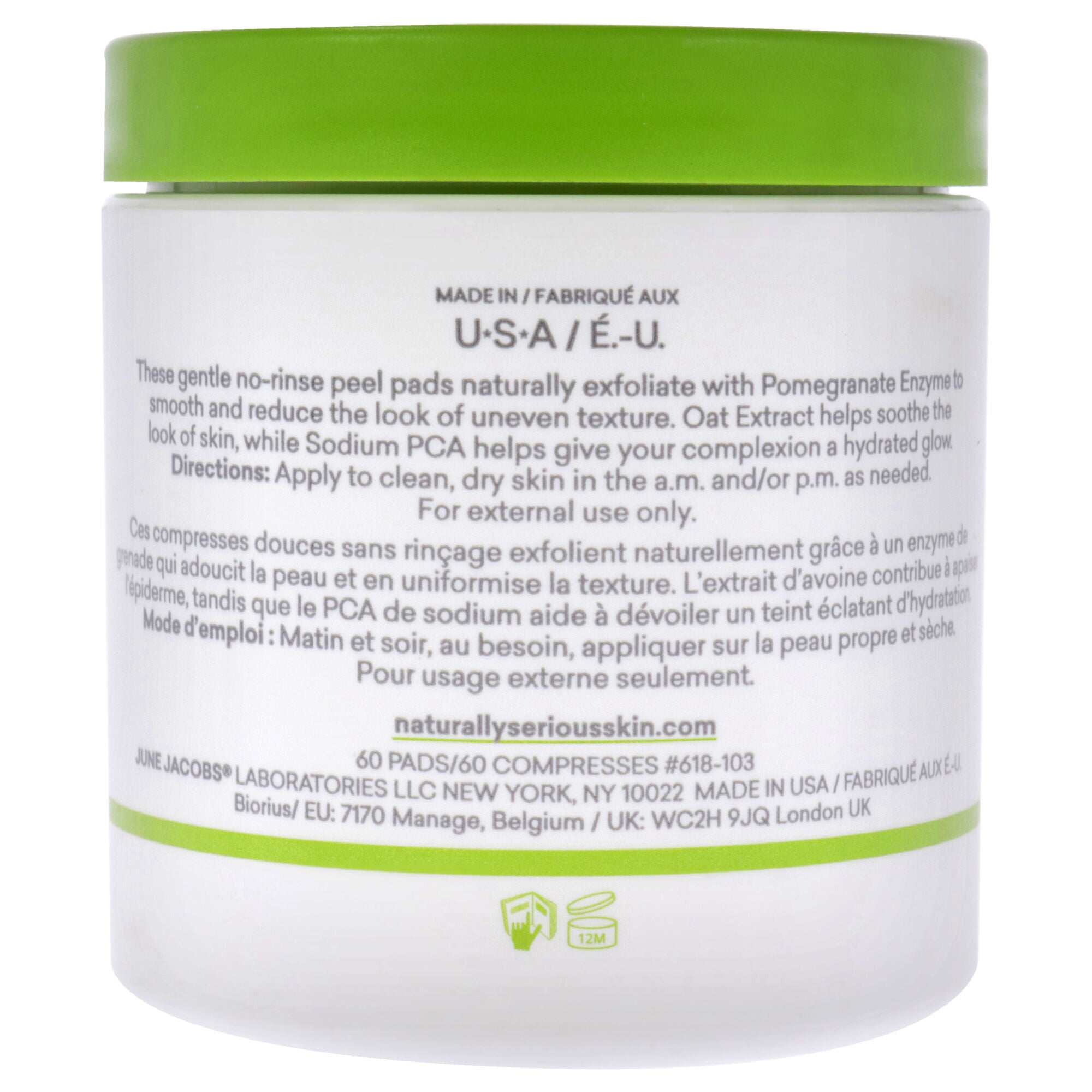 Get Even Cold-Pressed Peel Pads by Naturally Serious for Unisex - 60 Pc Pads, See Description, alternate image number 1
