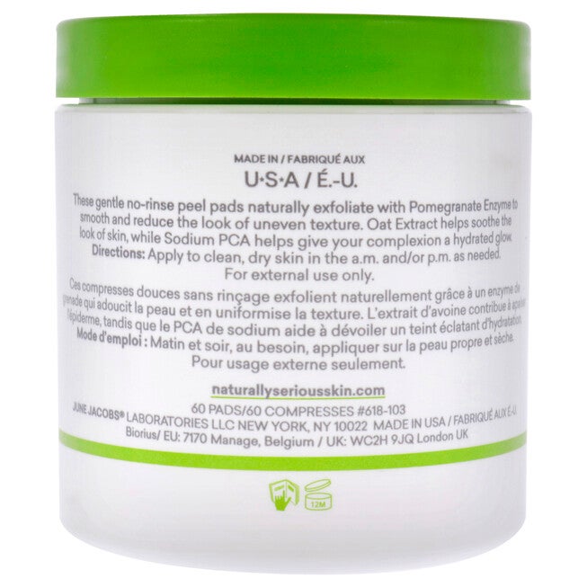 Get Even Cold-Pressed Peel Pads by Naturally Serious for Unisex - 60 Pc Pads, See Description, alternate image number 1