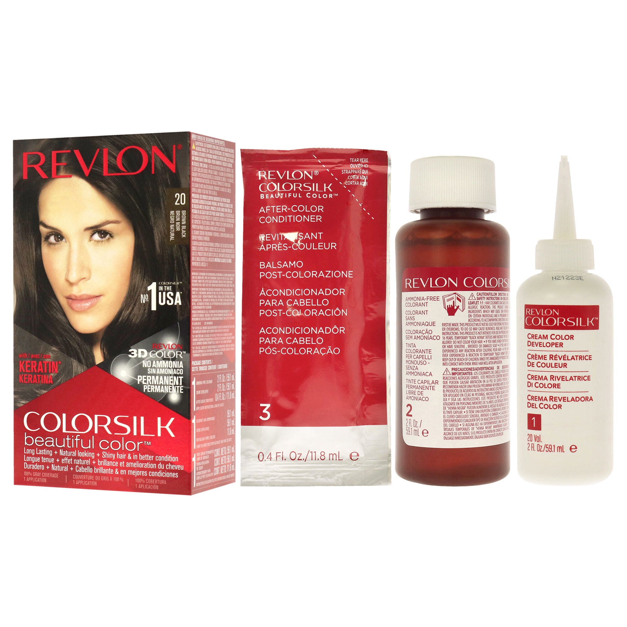 Colorsilk Beautiful Color - 20 Brown Black 2N by Revlon for Unisex - 1 Application Hair Color, See Description, alternate image number 3